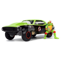 Autíčko Ninja želvy Chevy Camaro kovové s otevíracími částmi a figurkou Raphaela délka 19 cm 1:2