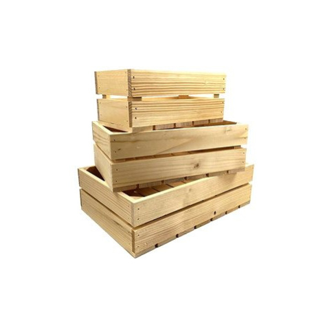 AMADEA Dřevěná sada 3 bedýnek z masivního dřeva, 40x27x12 cm