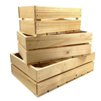 AMADEA Dřevěná sada 3 bedýnek z masivního dřeva, 40x27x12 cm