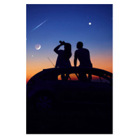 Fotografie Couple stargazing together with binoculars., m-gucci, 26.7 × 40 cm