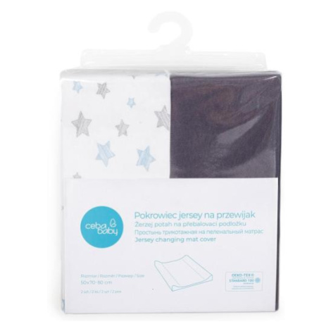 Potah na přebalovací podložku 50x70-80cm 2ks Dark Grey + Blue Stars CebaBaby