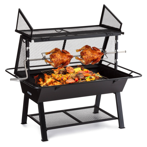 Blumfeldt Milos Alto, rotační gril, žáruvzdorná ocelová konstrukce, dřevěná přihrádka