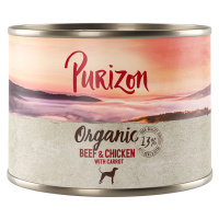 Purizon Organic výhodné balení 24 x 200 g - hovězí a kuřecí s mrkví