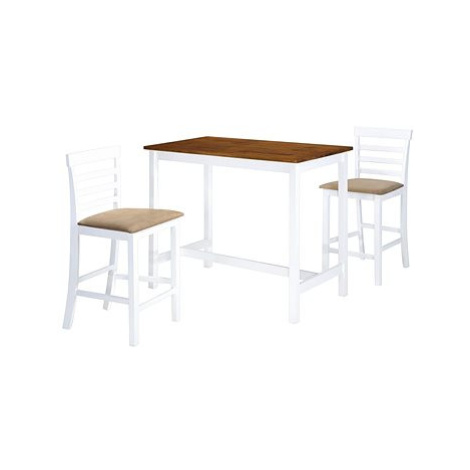 Barový stůl a židle sada 3 kusů masivní dřevo hnědo-bílá 275233 SHUMEE
