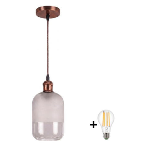 Brilagi - LED Lustr na lanku RETRO GLASS 1xE27/60W/230V pr. 14 cm měděná/bílá NSTK7778+AI0179