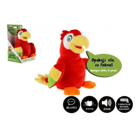 Teddies Papoušek Jaroušek opakující věty plyš 16cm na baterie se zvukem