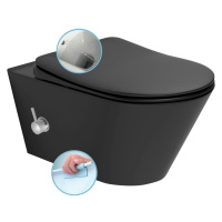 AVVA závěsná WC mísa Rimless, integrovaná baterie a bidet. sprška, 35,5x53 cm, černá mat 100315-