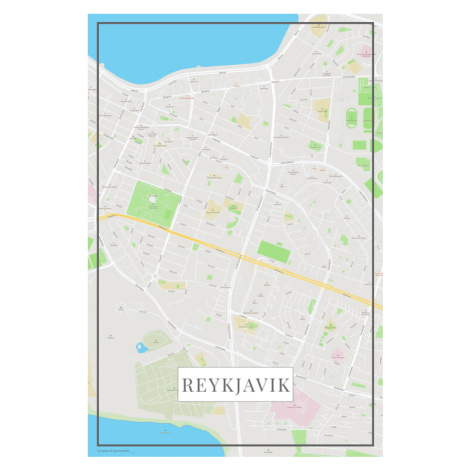 Mapa Reykjavik color, (26.7 x 40 cm)