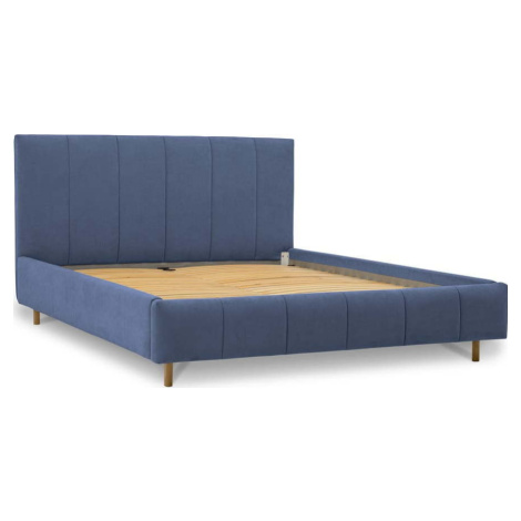Modrá čalouněná dvoulůžková postel s roštem 180x200 cm Zee – Scandic