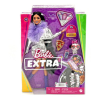 Barbie Extra - Stříbrné Šaty s fialovým boa