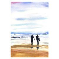 Ilustrace Ocean Beach Background, h2o_color, 26.7 × 40 cm