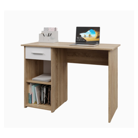 Praktický psací stůl se zásuvkou NEJBY ODIN, dub sonoma/bílá Lamivex
