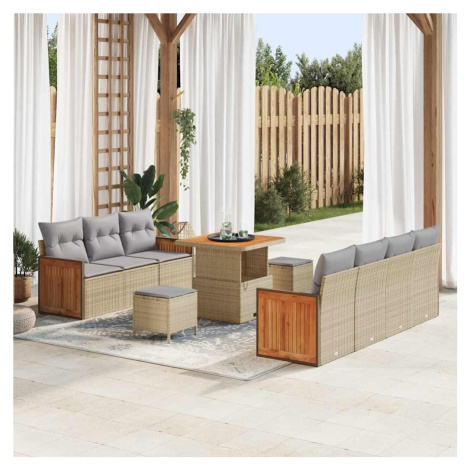 vidaXL Sada zahradních pohovek s polštářem 10 pcs béžová a světle šedá