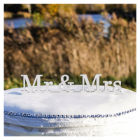 Dřevěný svatební zápich do dortu - nápis MR & MRS