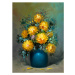 Ilustrace Chrysanthemum Bouquet in Blue Vase Oil Painting, Dan Totilca, 30 × 40 cm