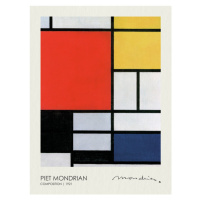 Obrazová reprodukce Composition with Red, Yellow, Blue, and Black (1921), Piet Mondrian, 30 × 40