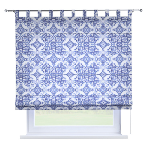 Dekoria Římská roleta Verona, modré vzory na bílém pozadí, Aria, 145-17