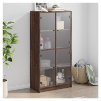 vidaXL Highboard s dvířky hnědý dub 68 x 37 x 142 cm kompozitní dřevo