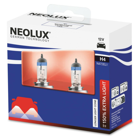 NEOLUX H4 12V 60/55W P43t Extra Light +130% 2ks N472EL1-2SCB