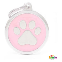 My Family MF PINK BIG CIRCLE PAW 3,93x3,17 cm gravírovateľný přívěsek