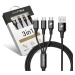 RhinoTech nabíjecí a datový kabel 3v1 USB-A - MicroUSB + Lightning + USB-C, 1.2m, černá - RTACC3