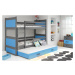 BMS Dětská patrová postel s přistýlkou RICO 3 | šedá 90 x 200 cm Barva: Modrá