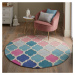 Flair Rugs koberce Ručně všívaný kusový koberec Illusion Rosella Pink/Blue kruh - 160x160 (průmě