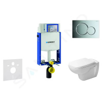 GEBERIT Kombifix Modul pro závěsné WC s tlačítkem Sigma01, lesklý chrom + Duravit D-Code WC a se