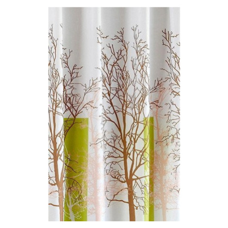 Sprchový závěs 180x180cm, polyester, bílá/zelená, strom ZP009/180 AQUALINE