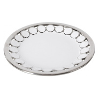 Dekorativní talíř EMELIA 03 bílý / stříbrný