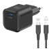 Swissten síťový adaptér GaN 1x USB-C 35W Power Delivery + datový kabel USB-C/Lightning 1.2m čern