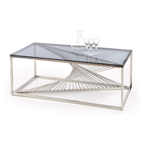 Konferenční stolek STROUD A, kouřové sklo/stříbrná Halmar
