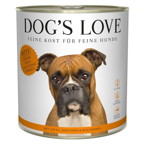 Dog's Love Classic krůtí maso s jablkem, cuketou a olejem z vlašských ořechů 6 × 800 g