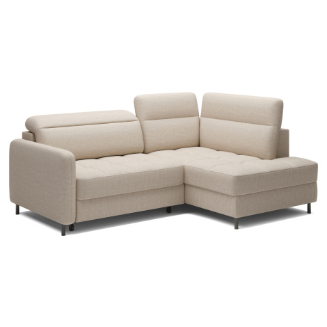 Rohová sedačka Barea pravá s pohyblivými opěrkami hlavy a kovovými nožkami - ELTAP