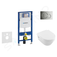 GEBERIT Duofix Modul pro závěsné WC s tlačítkem Sigma01, lesklý chrom + Villeroy Boch WC a sedát