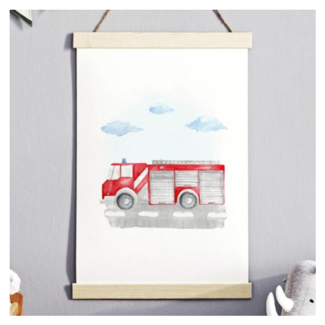 Dětský plakát s motivem hasičského auta do dětského pokoje