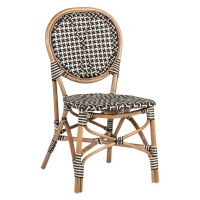 Estila Designová ratanová zahradní židle Bistro s hnědým rámem a stylovým černo-bílým výpletem 9