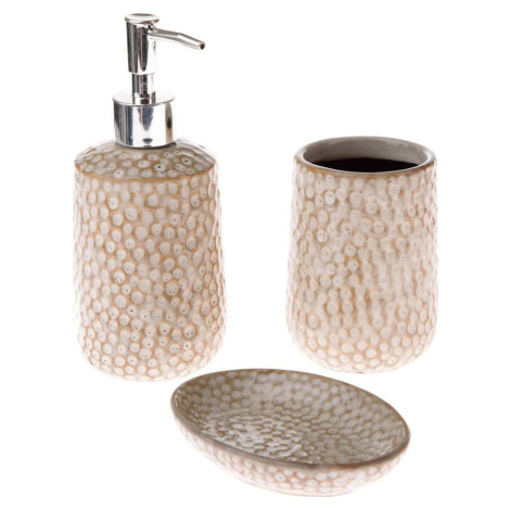 Béžová keramická sada doplňků do koupelny – Dakls