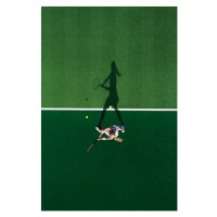 Fotografie Drone shot above a female tennis, Abstract Aerial Art, 26.7x40 cm