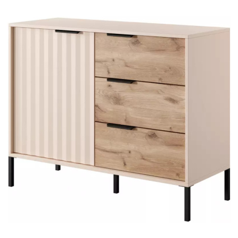 Komoda RAVE 103 D3S béžová/dub viking BAUMAX