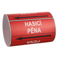 Páska na značení potrubí Signus M25 - HASICÍ PĚNA Samolepka 80 x 62 mm, délka 1,5 m, Kód: 26042