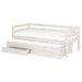 Bílá dětská postel z borovicového dřeva s výsuvným lůžkem a 2 zásuvkami Flexa Classic, 90 x 200 