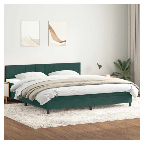 vidaXL Box spring postel s matrací tmavě zelená 200x210 cm samet