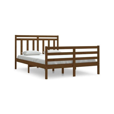 Rám postele medově hnědý masivní dřevo 140 × 200 cm, 3105318 SHUMEE