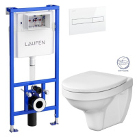 LAUFEN Rámový podomítkový modul CW1 SET s bílým tlačítkem + WC CERSANIT DELFI + SOFT SEDÁTKO H89