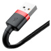 Baseus Cafule extra odolný nylonem opletený kabel USB / Lightning QC3.0 2A 3m black-red