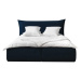 Tmavě modrá čalouněná dvoulůžková postel s úložným prostorem s roštem 160x200 cm Jade – Bobochic