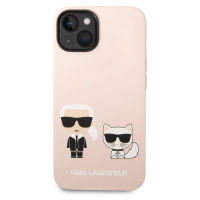 Silikonové pouzdro Karl Lagerfeld and Choupette Liquid Silicone pro Apple iPhone 14 Plus, růžová