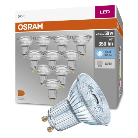 10PAK LED žárovka LED GU10  4.3W = 50W 350lm 4000K Neutrální 36° OSRAM