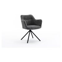 Estila Moderní designová otočná židle Kristal Graphite s tmavým šedým čalouněním a kovovými noži